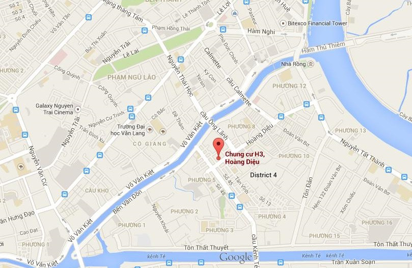 Bản đồ vị trí đắc địa của chung cư H3 Hoàng Diệu tại Quận 4, TP.HCM