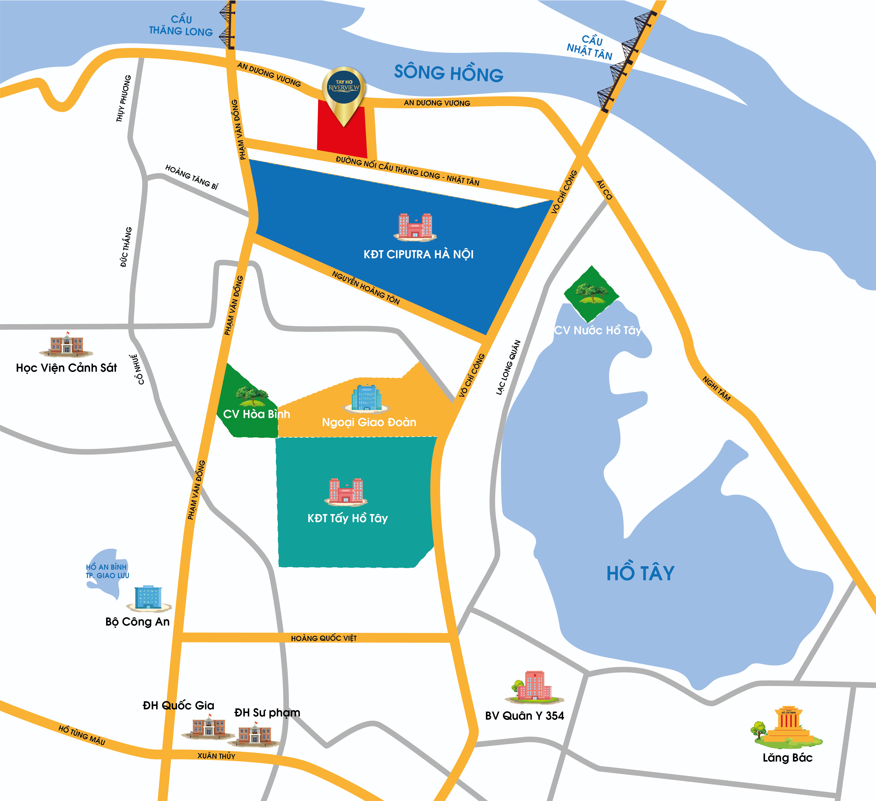 Bản đồ vị trí dự án chung cư Tây Hồ Riverview