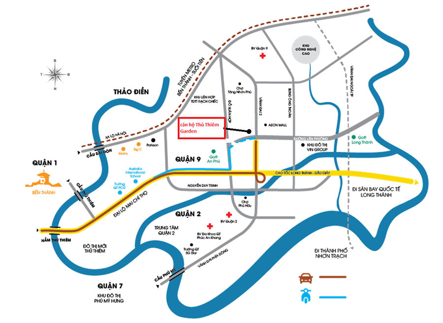 Bản đồ vị trí và liên kết vùng chiến lược của chung cư Thủ Thiêm Garden