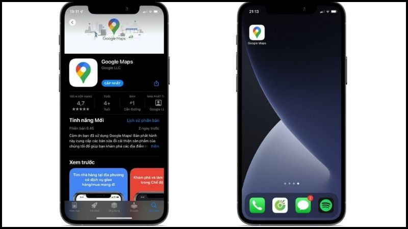 Điện thoại hiển thị giao diện Google Maps đang tìm kiếm hiệu thuốc