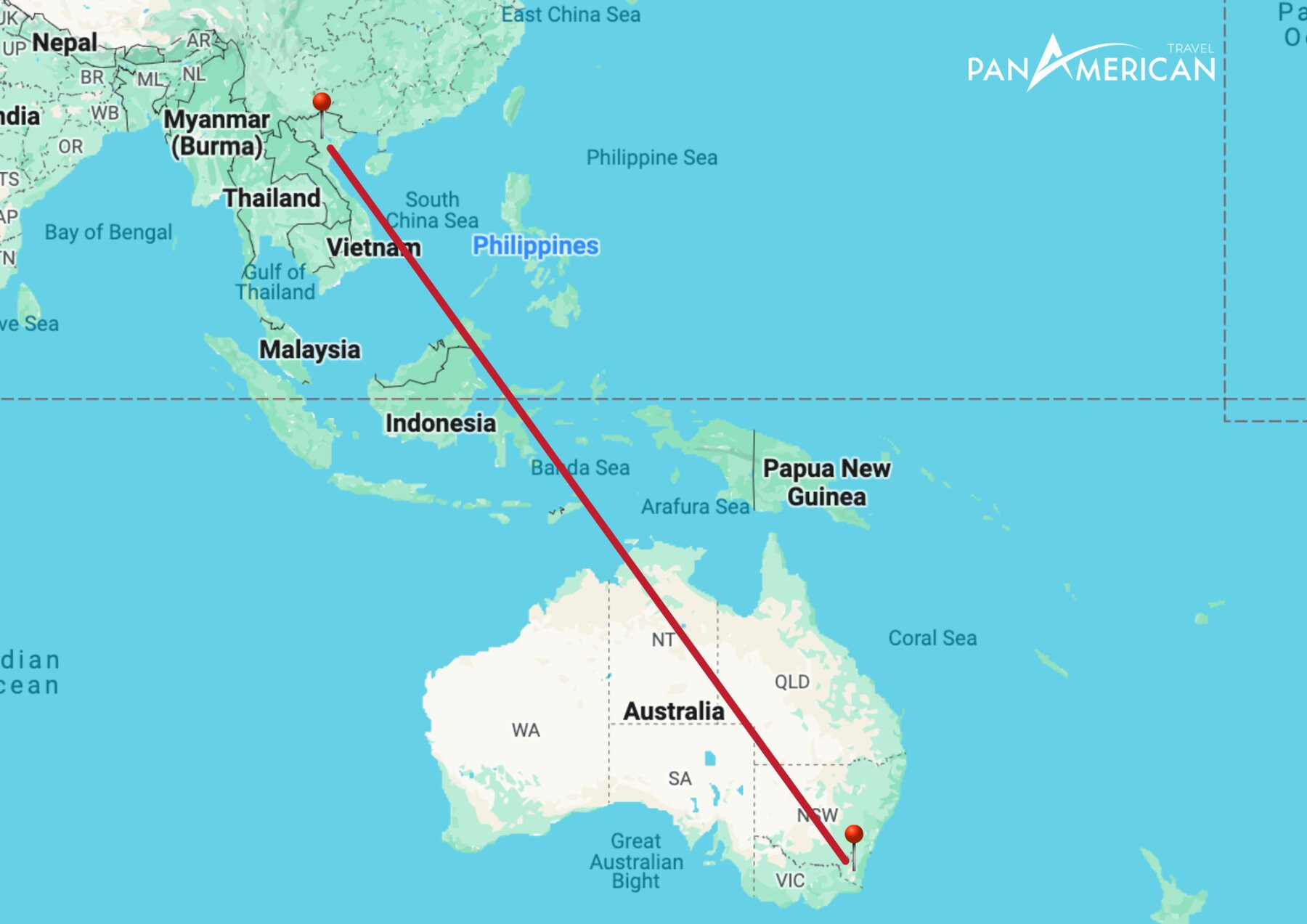 Khoảng cách đường bay từ Việt Nam sang Úc