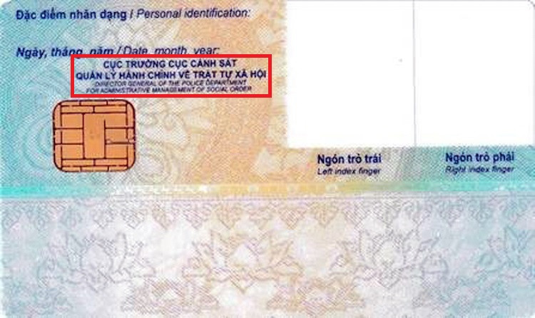 Mặt sau căn cước công dân gắn chip thể hiện nơi cấp căn cước công dân ghi ở đâu