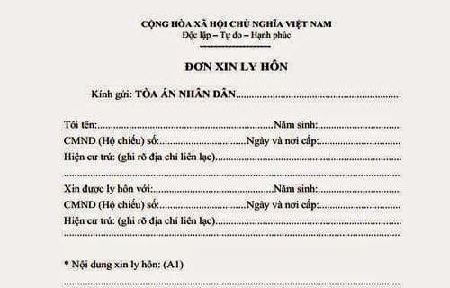 Mẫu đơn ly hôn được bán tại Tòa án nhân dân