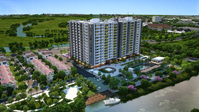 Phối cảnh tòa nhà Flora Anh Đào trên đường Đỗ Xuân Hợp