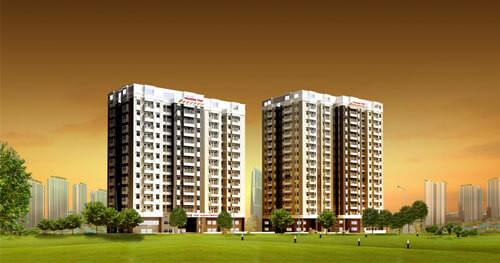 Phối cảnh tổng thể chung cư TDH Trường Thọ với kiến trúc hiện đại và không gian xanh