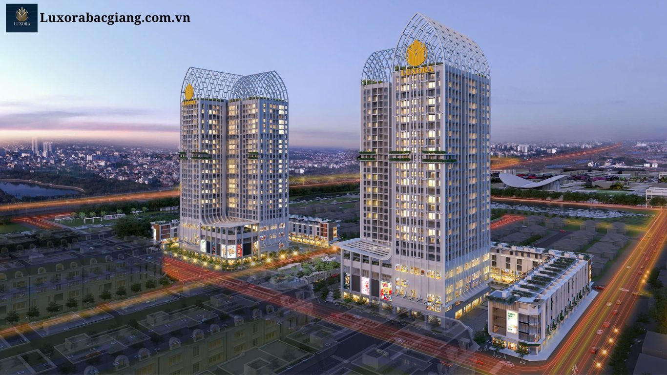 Phối cảnh tổng thể tháp đôi chung cư Luxora Bắc Giang