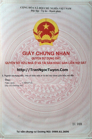 Sổ hồng căn hộ chung cư Dương Nội