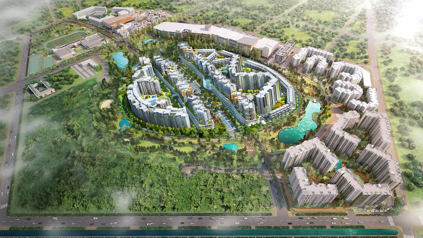 Toàn cảnh chung cư Celadon City Tân Phú với công viên xanh rộng lớn
