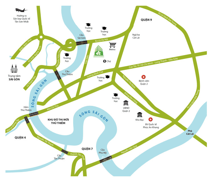 Toàn cảnh dự án chung cư Bộ Công An Quận 2, vị trí đắc địa tại phường Bình An, TP. Thủ Đức, thuận lợi cho việc mua bán căn hộ