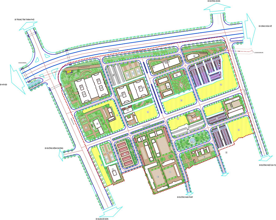 Toàn cảnh dự án chung cư Hoàng Huy Đổng Quốc Bình với các tòa nhà hiện đại tại Hải Phòng