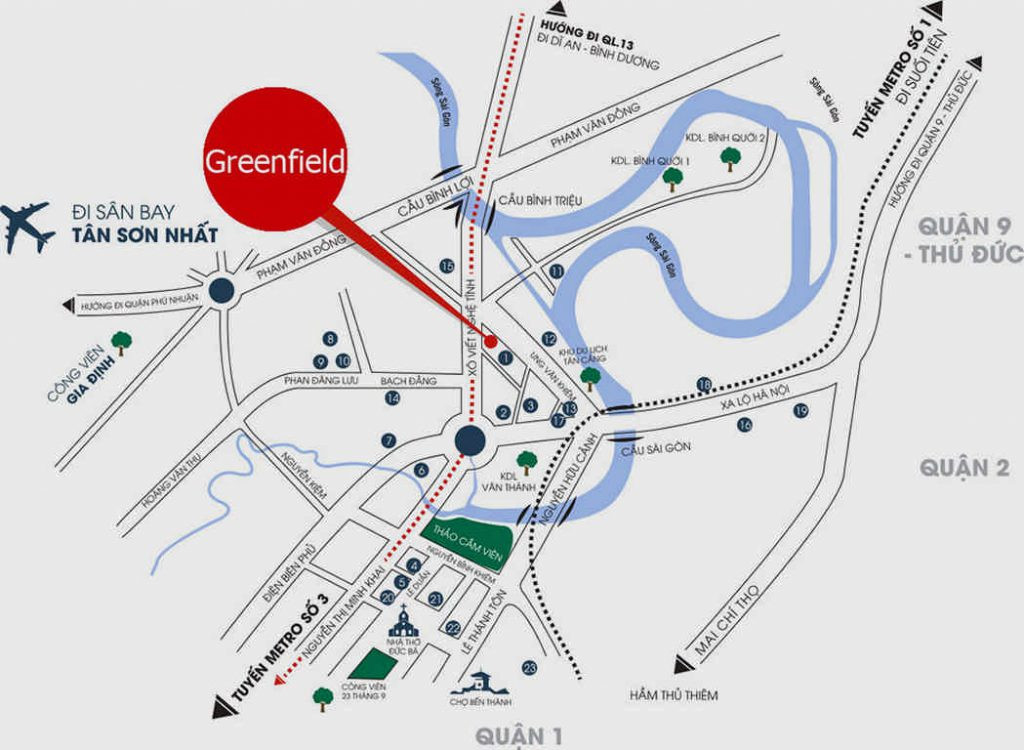 Vị trí chiến lược của chung cư Green Field Bình Thạnh, kết nối dễ dàng các quận trung tâm