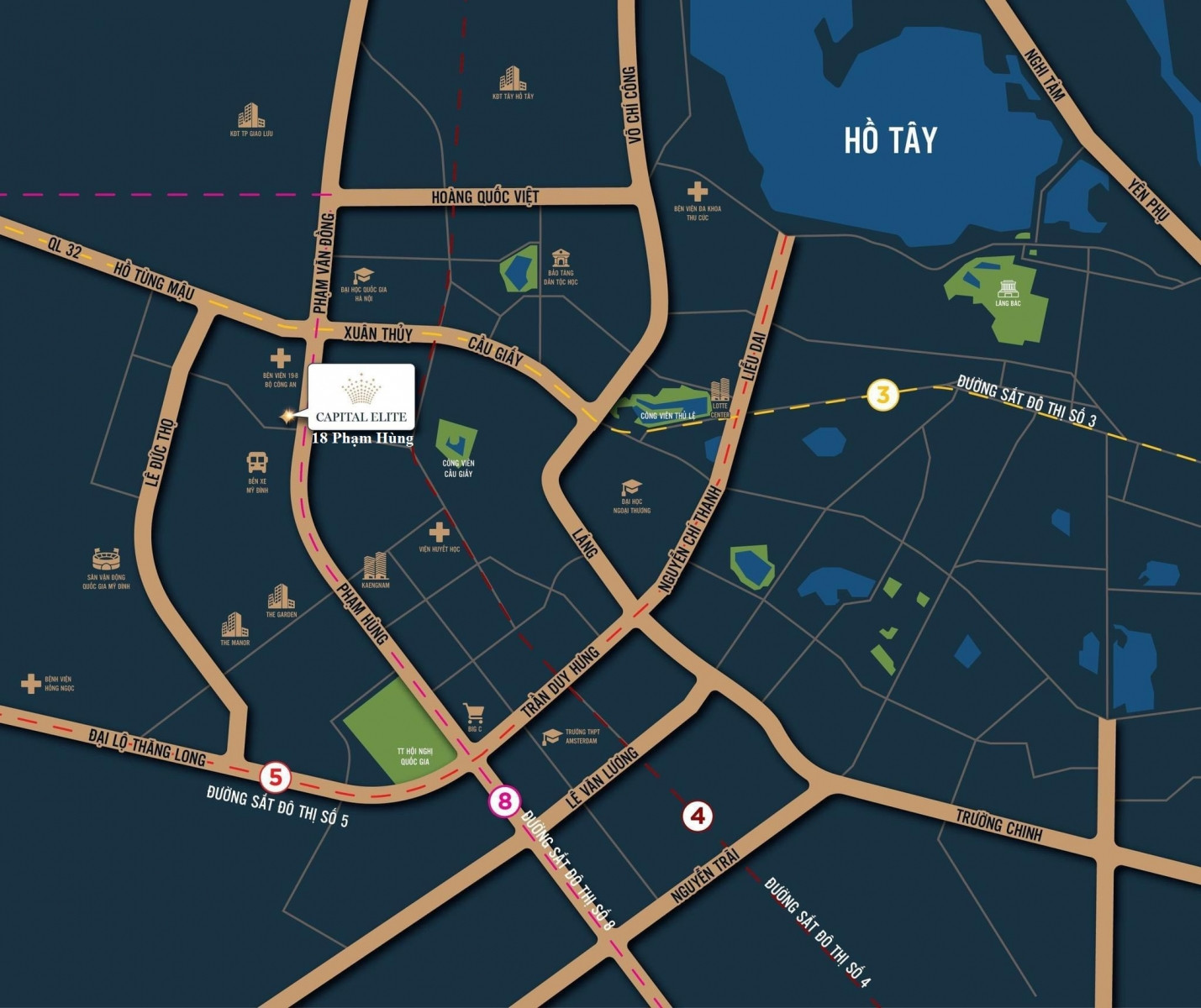 Vị trí đắc địa của chung cư 18 Phạm Hùng Capital Elite