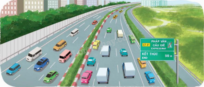 Xe ô tô chạy trên đường cao tốc biểu thị tốc độ di chuyển