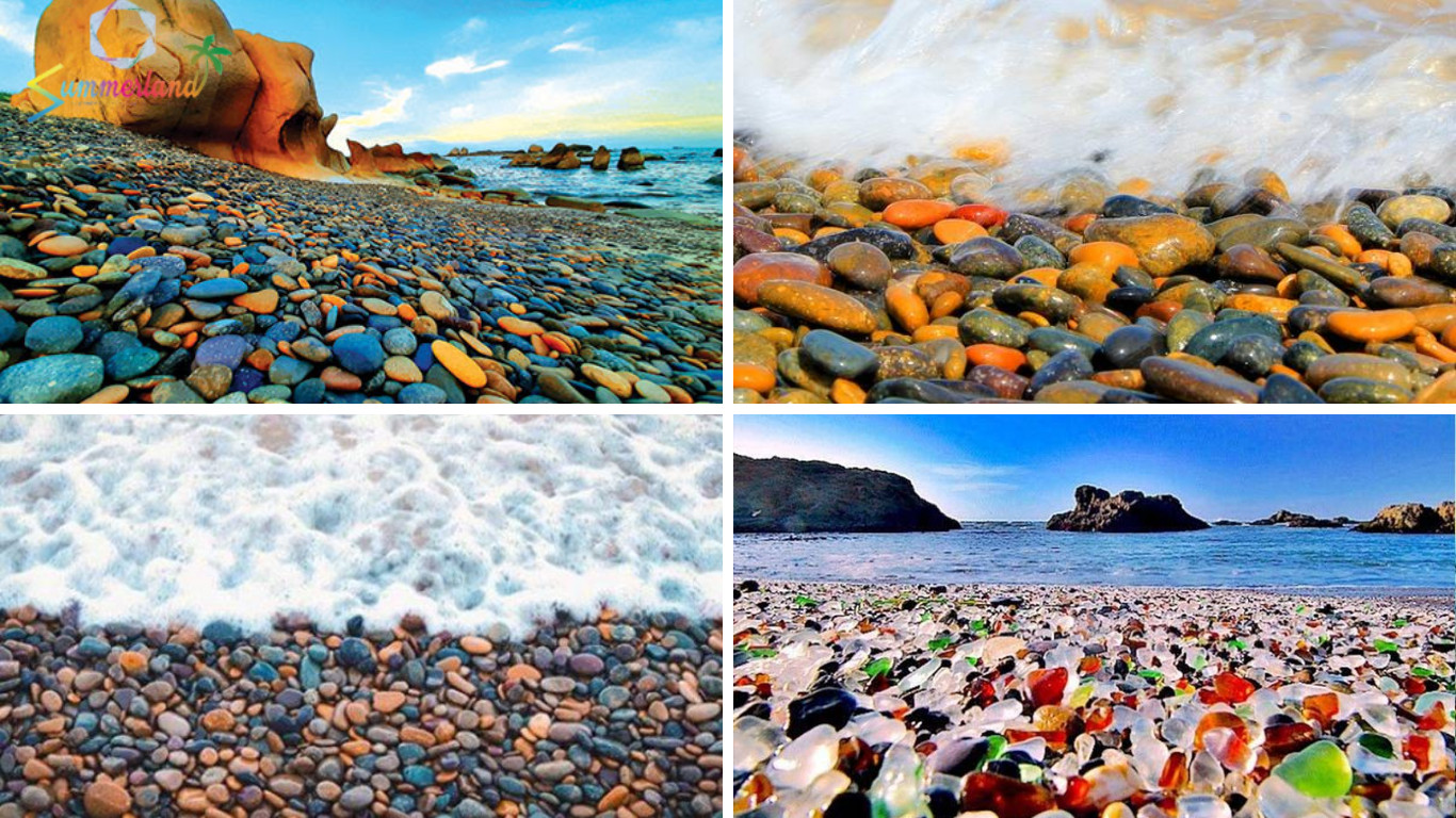 Bãi đá bảy màu Cổ Thạch lung linh dưới nắng, hình ảnh tiêu biểu cho hành trình từ TP.HCM đi Cổ Thạch bao nhiêu km