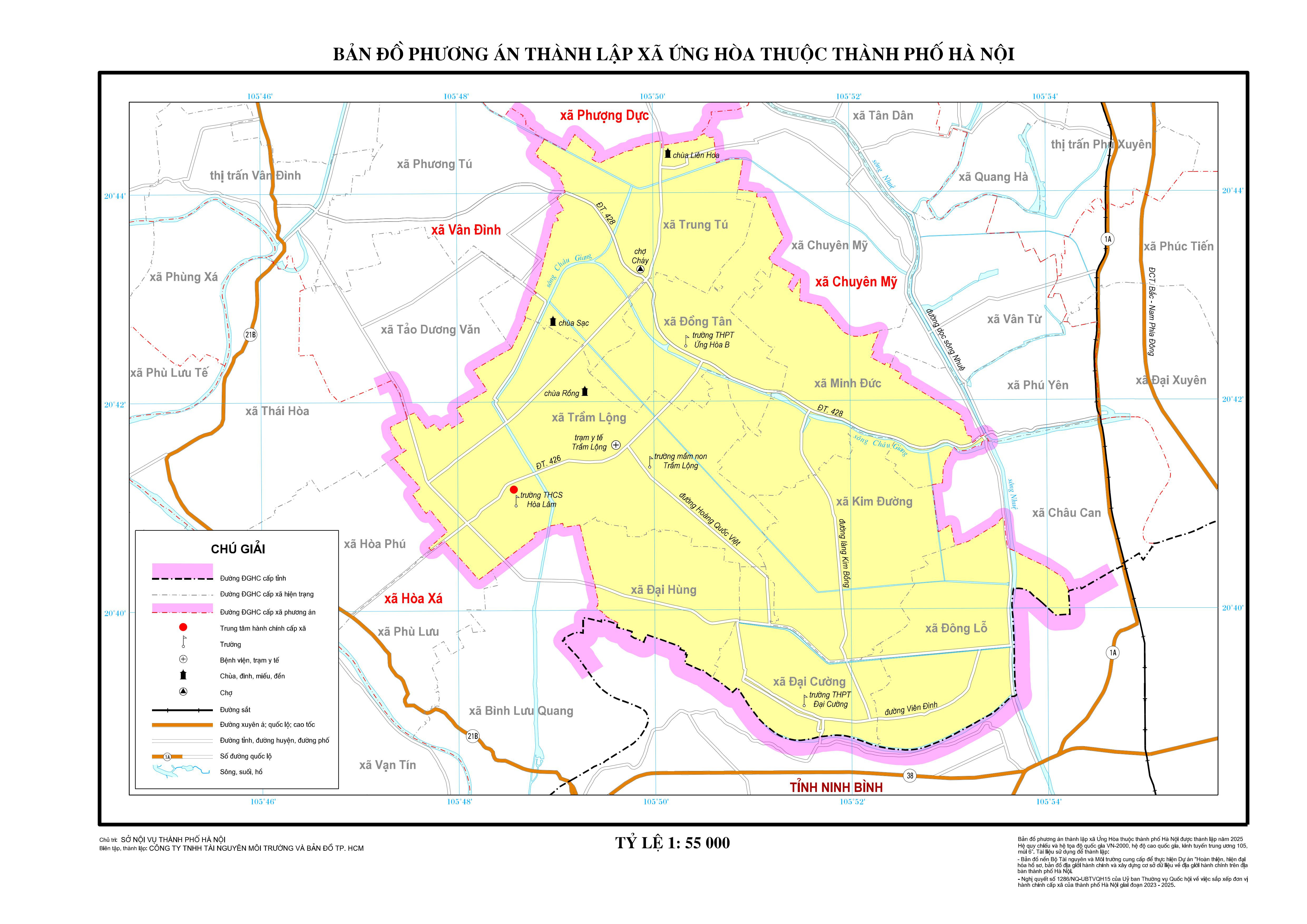 Bản đồ hành chính xã Ứng Hòa, giúp xác định huyện Ứng Hòa ở đâu trên địa bàn Hà Nội.