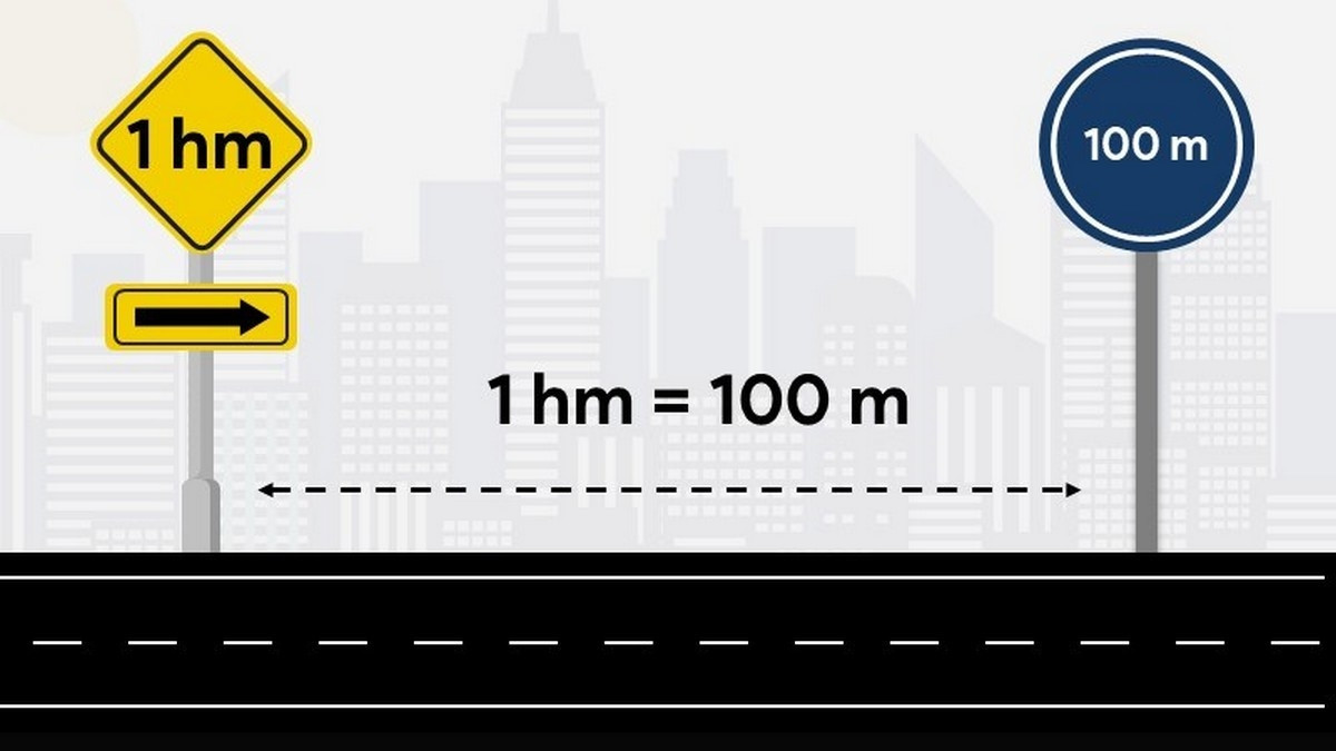 Bản đồ hiển thị các đơn vị đo lường khoảng cách khác nhau trên một khu vực đô thị