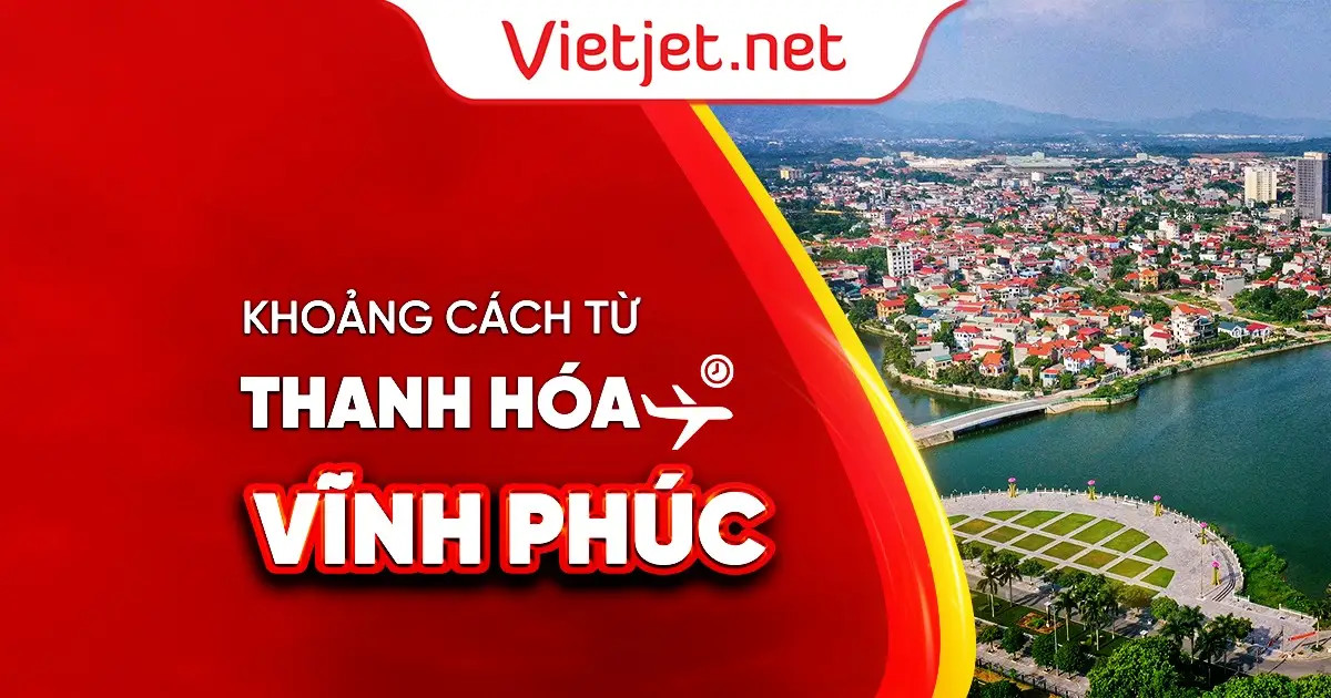 Bản đồ hiển thị lộ trình và khoảng cách từ Thanh Hóa đến Vĩnh Phúc.