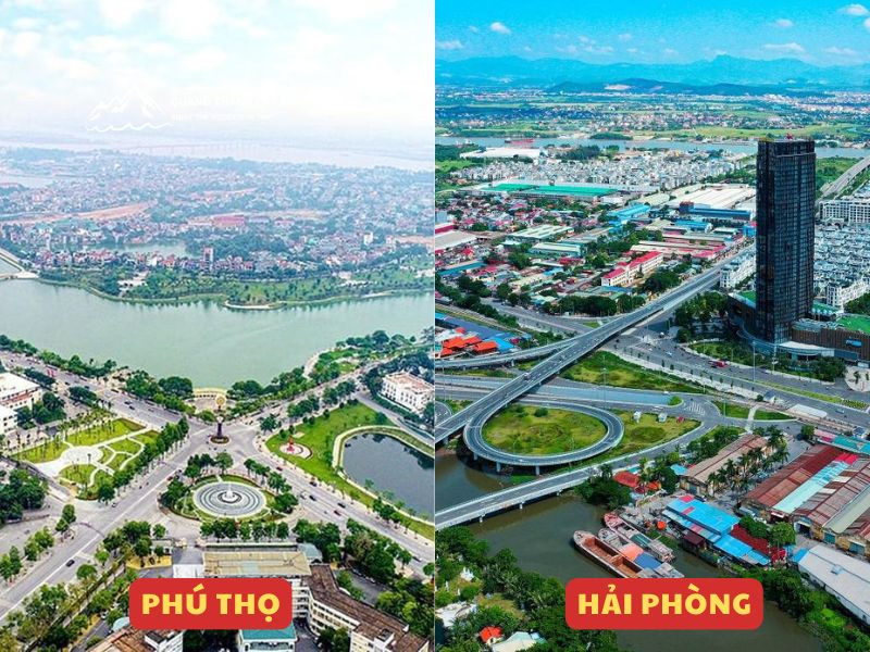 Bản đồ lộ trình di chuyển từ Phú Thọ đến Hải Phòng với khoảng cách đường bộ