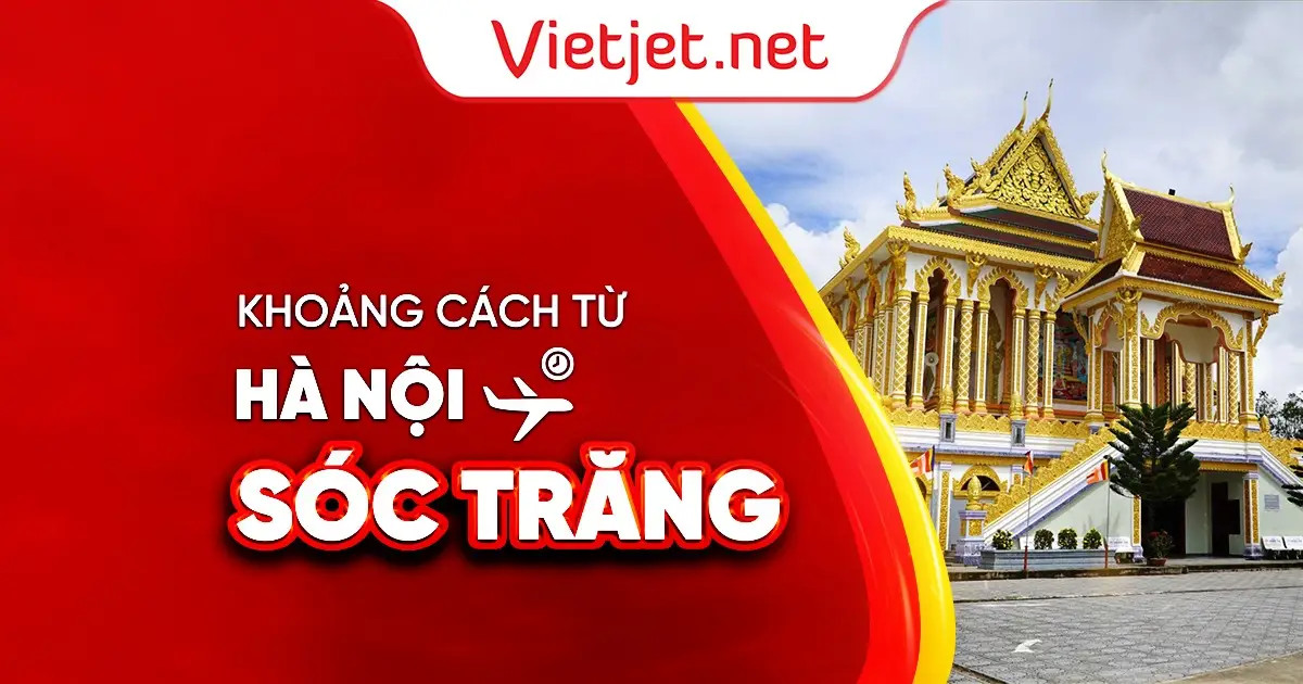 Bản đồ thể hiện quãng đường di chuyển từ thủ đô Hà Nội đến Sóc Trăng