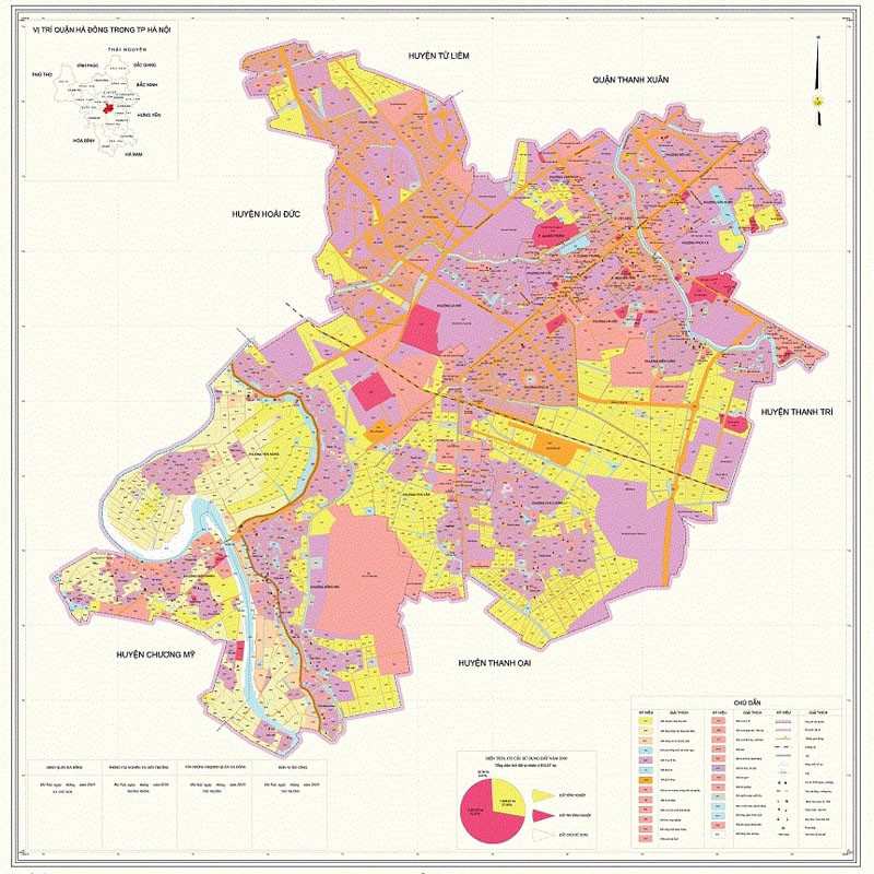 Bản đồ thể hiện vị trí địa lý của quận Hà Đông trên bản đồ Hà Nội