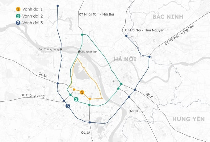 Bản đồ tuyến đường vành đai 1 Hà Nội