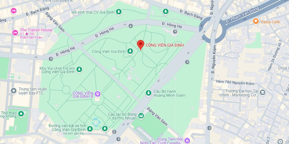 Bản đồ vị trí công viên Gia Định