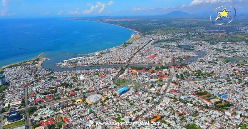 Bản đồ vị trí địa lý thị xã Lagi Bình Thuận, thể hiện khoảng cách Lagi cách TPHCM bao nhiêu km.