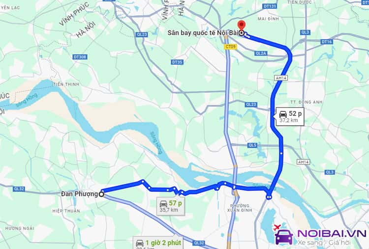 Bản đồ vị trí huyện Đan Phượng gần Hà Nội