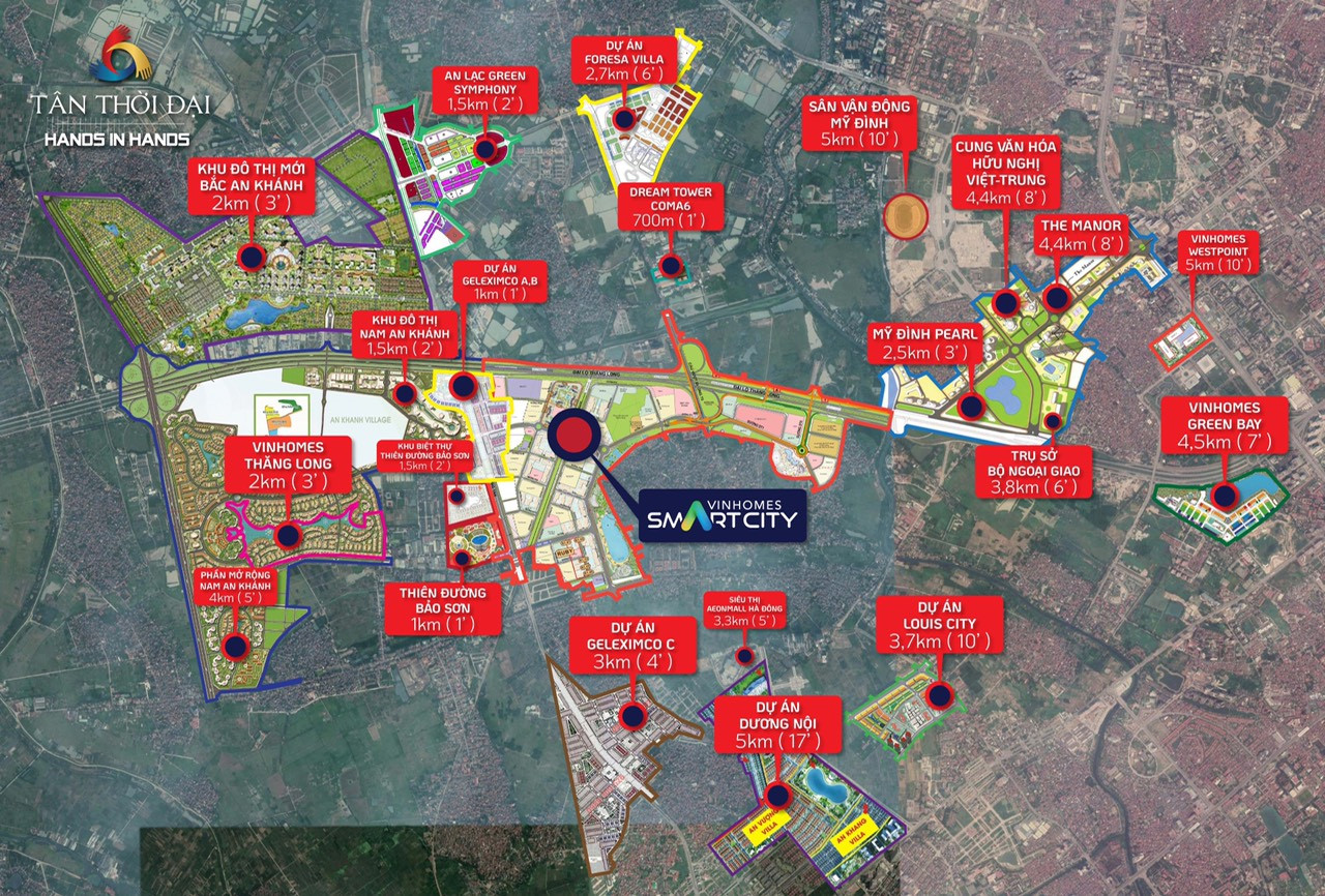 Bản đồ vị trí tổng thể dự án Vinhomes Smart City Tây Mỗ Đại Mỗ ở đâu tại Hà Nội