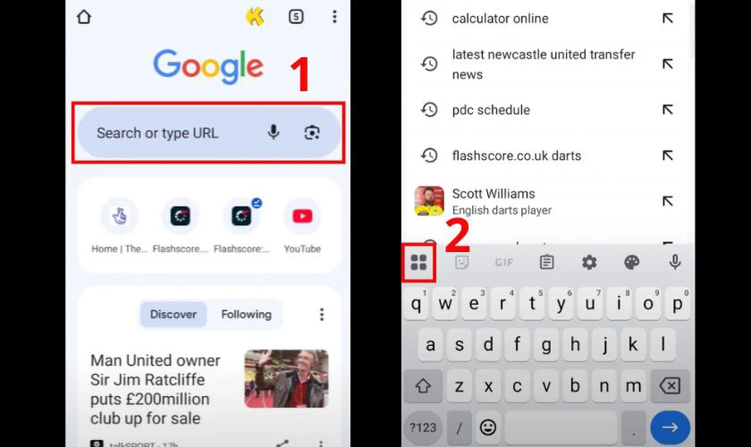Biểu tượng truy cập bộ nhớ tạm trên bàn phím OPPO