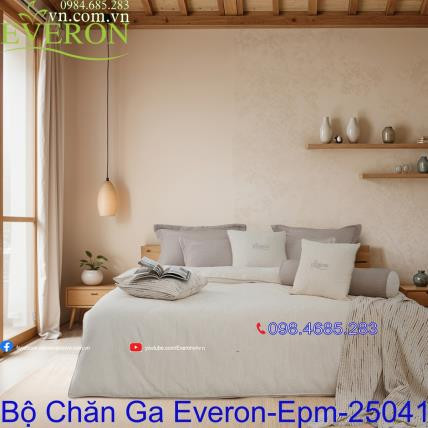 Bộ chăn ga gối đệm Everon EPM 25041 màu sắc trang nhã, điểm nhấn cho phòng ngủ hiện đại