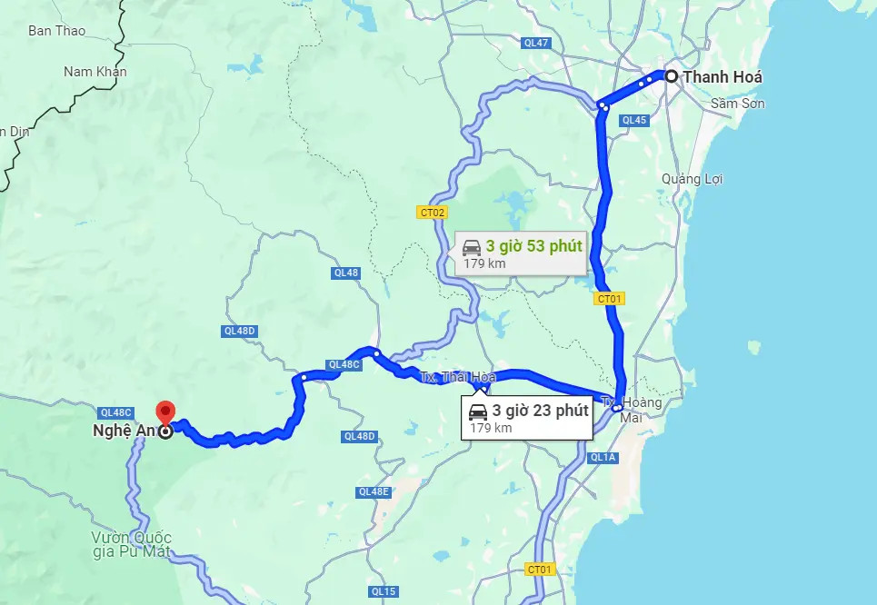 Các tuyến đường nối Nghệ An và Thanh Hóa