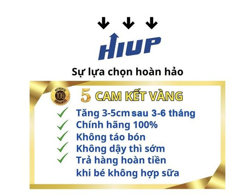 Cam kết quảng cáo sữa Hiup tăng chiều cao và nơi sản xuất rõ ràng