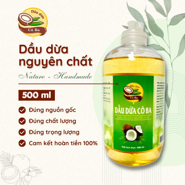 Chai dầu dừa dung tích 500ml nguyên chất
