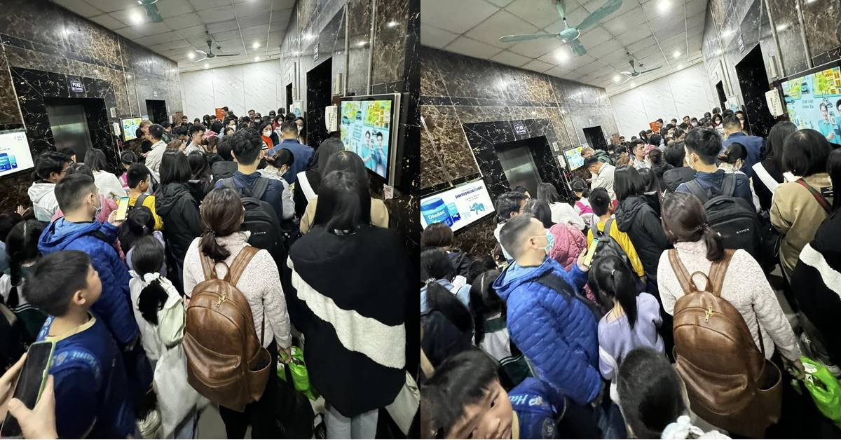 Cư dân chung cư CT12A Kim Văn Kim Lũ chờ thang máy