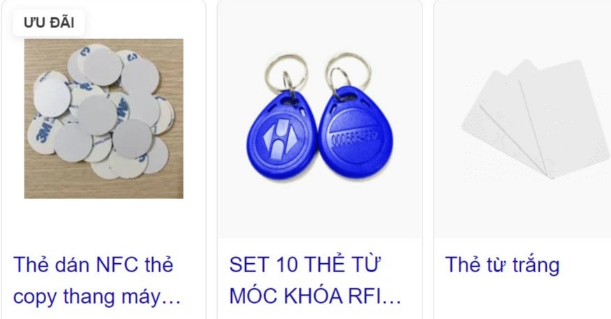 Cư dân có thể dễ dàng đặt mua các loại thẻ từ và thiết bị sao chép thẻ trên các sàn thương mại điện tử