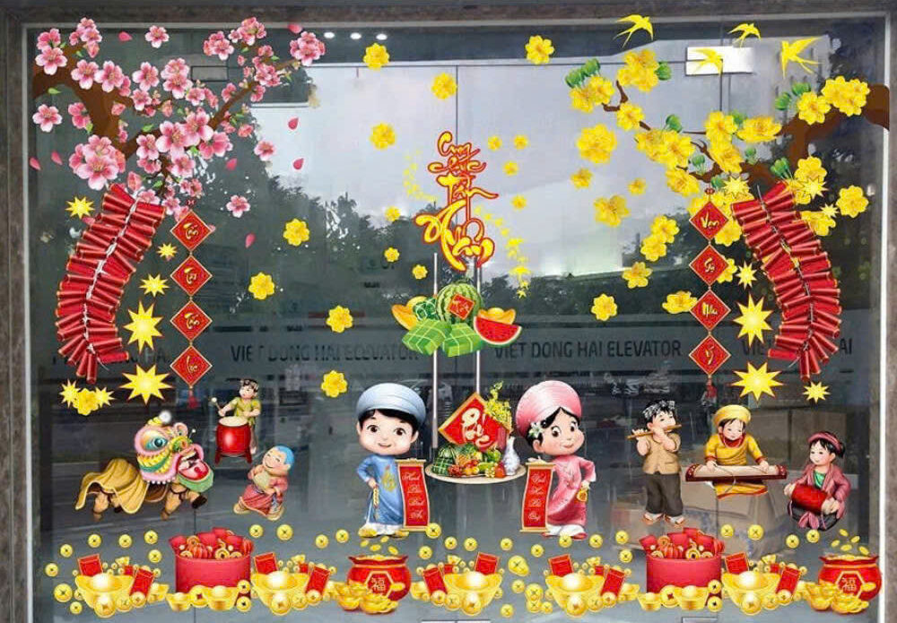 Decal trang trí Noel với họa tiết truyền thống