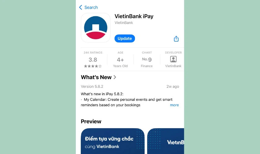 Giao diện ứng dụng VietinBank iPay để tìm mã QR