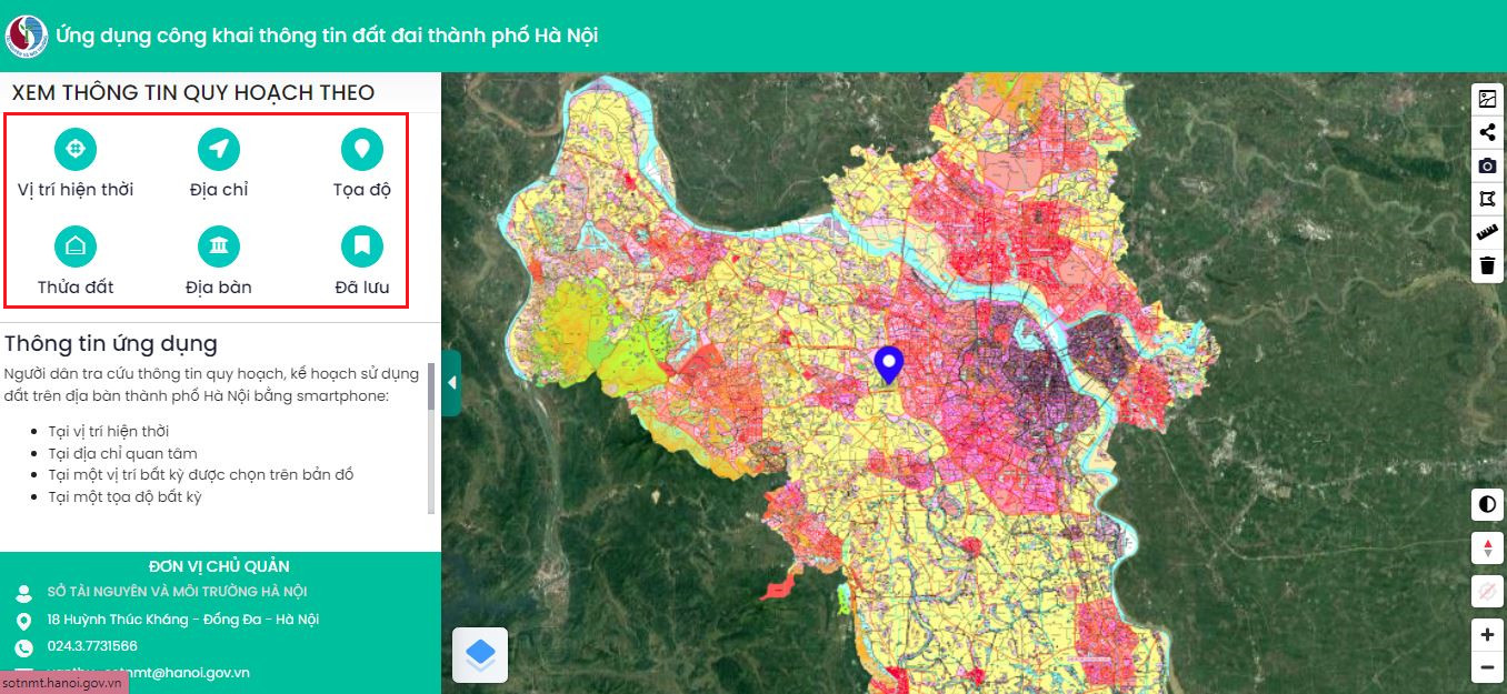 Giao diện website quyhoach.hanoi.vn giúp kiểm tra quy hoạch Hà Nội một cách dễ dàng và nhanh chóng.