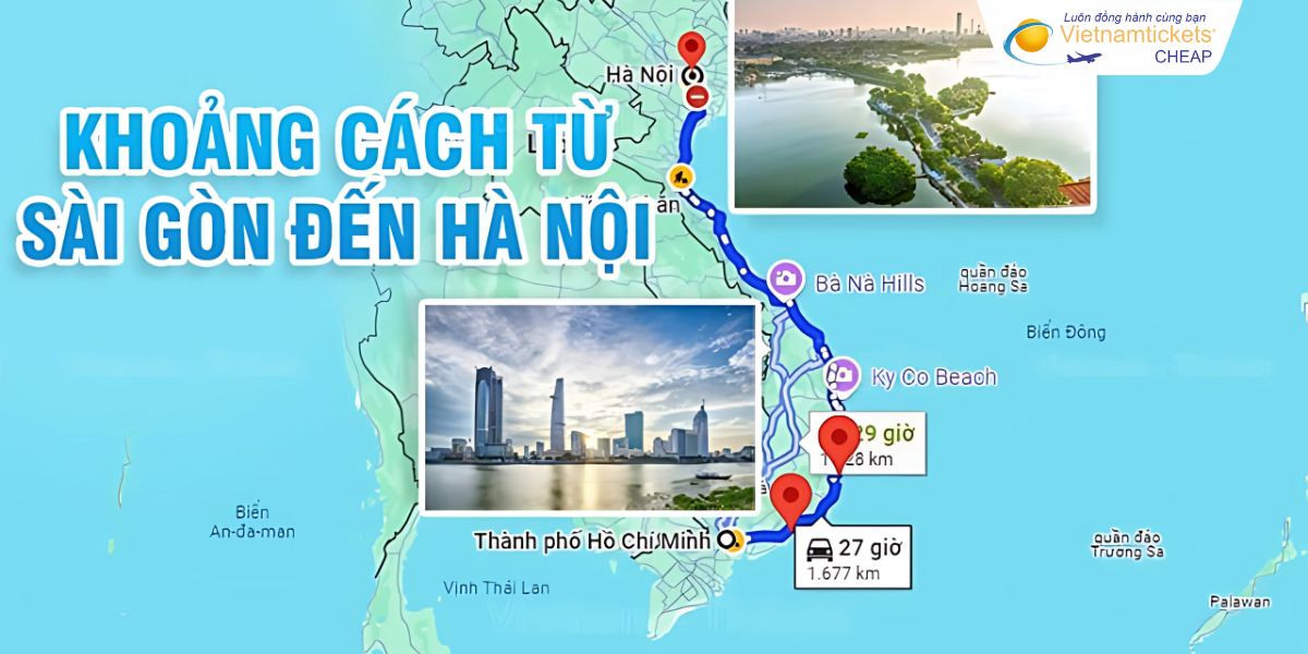 Hình ảnh minh họa khoảng cách đường bay từ TP.HCM đến Hà Nội