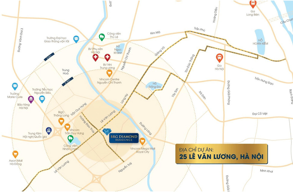 Hình ảnh minh họa mặt bằng dự án chung cư BRG Lê Văn Lương tại ngã tư chiến lược