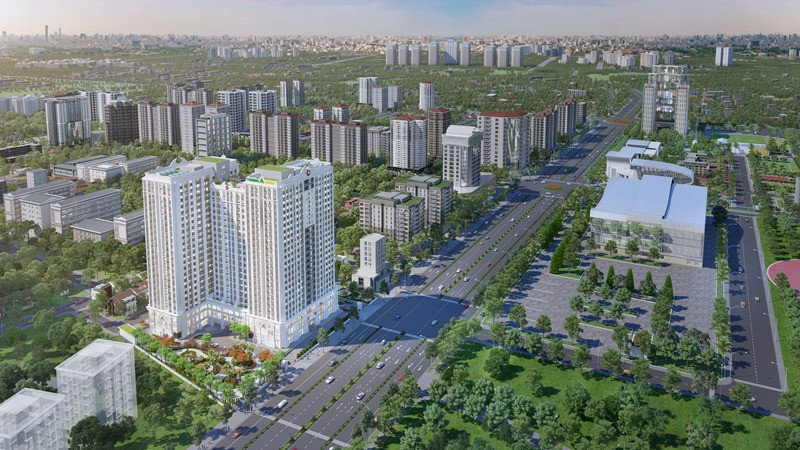 Hình ảnh tổng quan dự án chung cư cao cấp Florence, thể hiện vị trí đắc địa và hạ tầng giao thông khu vực Mỹ Đình, do đơn vị thiết kế thi công nội thất chung cư cao cấp HV Interior thực hiện.