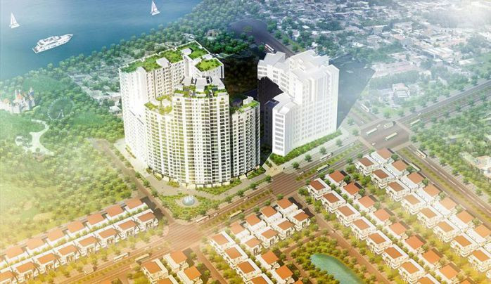 Hình ảnh tổng quan dự án chung cư Him Lam Riverside Quận 7 với kiến trúc hiện đại của chủ đầu tư Him Lam