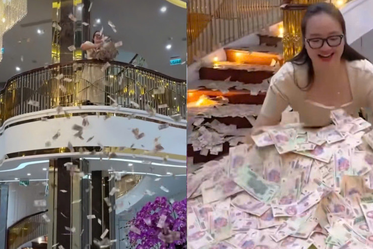 Hoàng Hường rải tiền khắp căn biệt thự, thể hiện sự giàu có gây tranh cãi của nữ đại gia quê gốc Phú Thọ