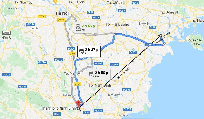 Khoảng cách Hải Phòng Ninh Bình