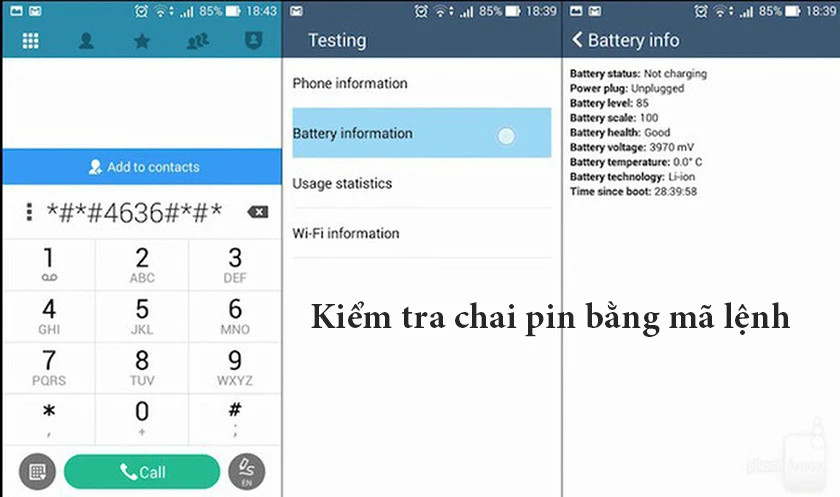 Kiểm tra tình trạng pin Samsung bằng mã lệnh