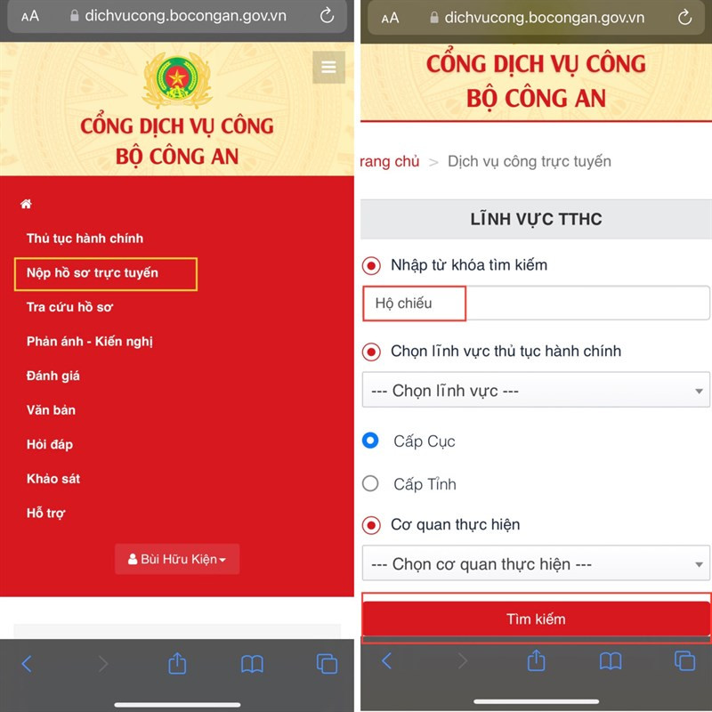 Làm hộ chiếu online