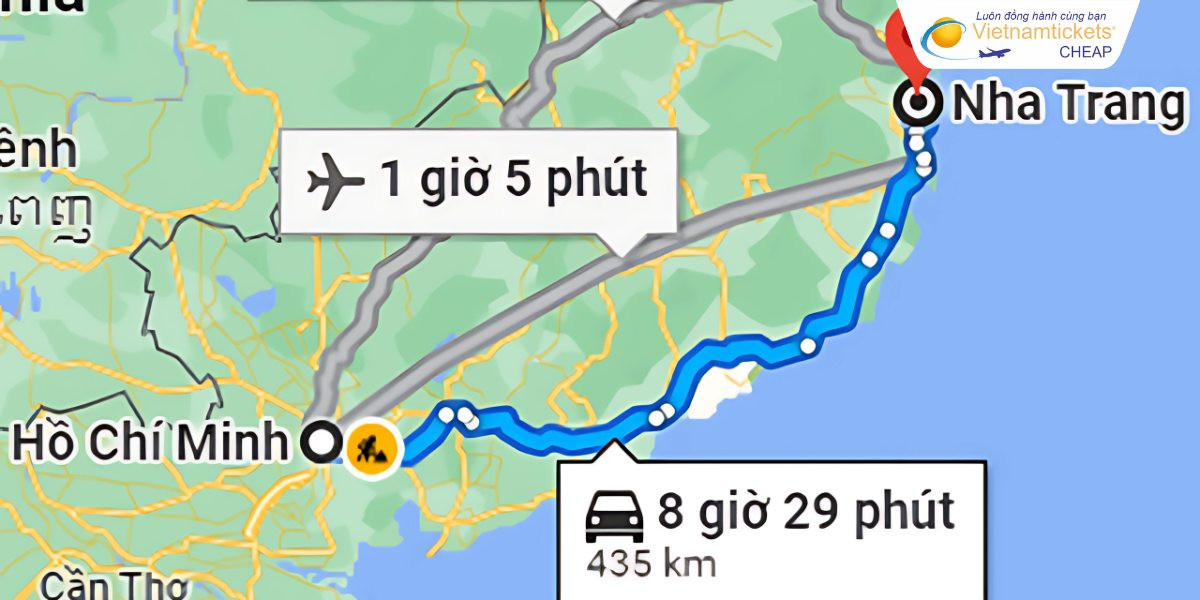 Lịch trình bay và thời gian di chuyển bằng máy bay từ TPHCM đến Nha Trang