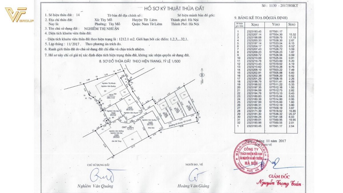 Mẫu bản trích lục thửa đất có thông tin chi tiết địa chính