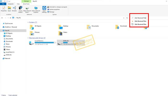 Mở This PC để tìm file Zalo lưu trên máy tính
